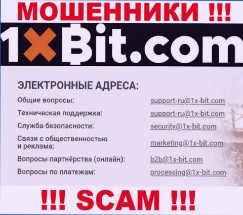 Е-мейл мошенников 1x Bit, который они разместили у себя на официальном интернет-ресурсе