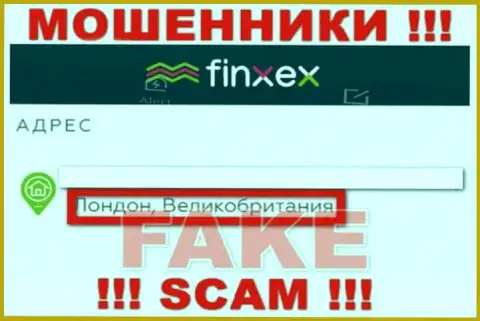 Finxex Com решили не разглашать об своем реальном адресе регистрации