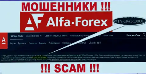 Альфа Форекс на web-сервисе сообщает про наличие лицензии на осуществление деятельности, которая выдана Центральным Банком РФ, однако будьте внимательны - это разводилы !!!