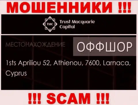 1sts Apriliou 52, Athienou, 7600, Larnaca, Cyprus - юридический адрес, где зарегистрирована мошенническая компания Trust M Capital