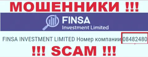 Как представлено на официальном сайте лохотронщиков FinsaInvestmentLimited: 08482480 - это их регистрационный номер