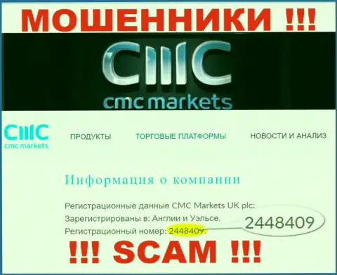 ЛОХОТРОНЩИКИ CMC Markets оказывается имеют регистрационный номер - 2448409