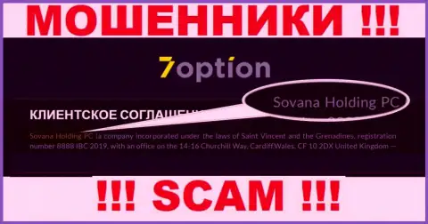Сведения про юридическое лицо интернет-мошенников 7Опцион - Sovana Holding PC, не сохранит Вас от их лап