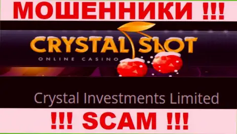 Компания, которая владеет разводняком CrystalSlot Com - это Crystal Investments Limited