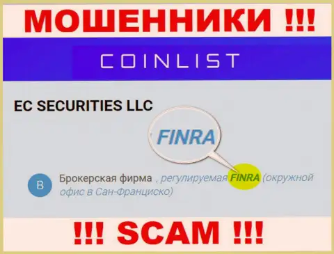 Держитесь от конторы КоинЛист подальше, которую прикрывает мошенник - FINRA