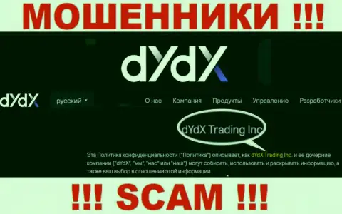 Юридическое лицо организации дИдИкс Эксчендж - это dYdX Trading Inc