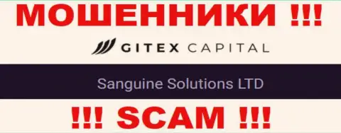 Юридическое лицо Gitex Capital - это Sanguine Solutions LTD, такую инфу расположили мошенники на своем сайте