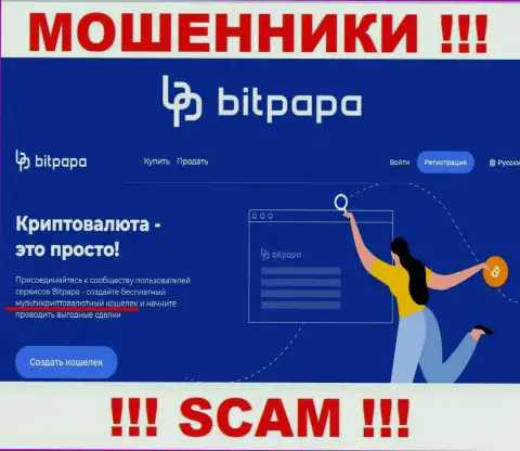 Сфера деятельности жульнической компании BitPapa - это Криптокошелек