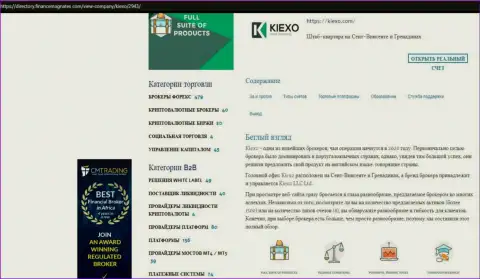 Обзорный материал об торговых условиях форекс дилинговой компании KIEXO LLC, опубликованный на онлайн-ресурсе directory financemagnates com