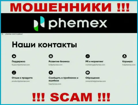 Не надо связываться с лохотронщиками PhemEX Com через их е-майл, представленный на их ресурсе - ограбят