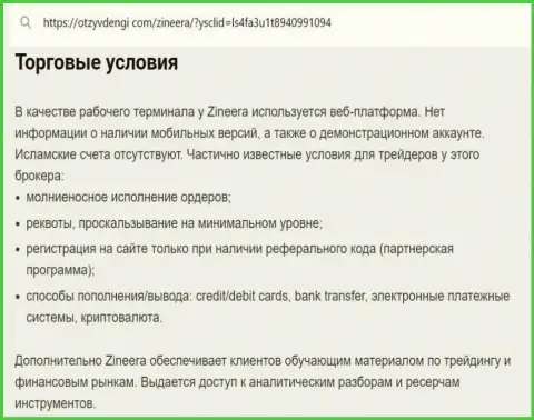 Условия трейдинга организации Zinnera в обзоре на информационном портале Tvoy-Bor Ru