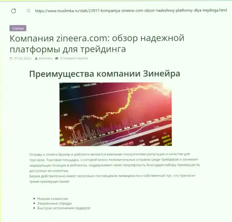 Достоинства брокерской компании Зиннейра Ком рассмотрены в публикации на веб-портале muslimka ru