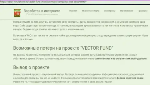 Vector Fund - это хайп-контора, имея дело с которой Вы останетесь без вкладов (плохой отзыв)